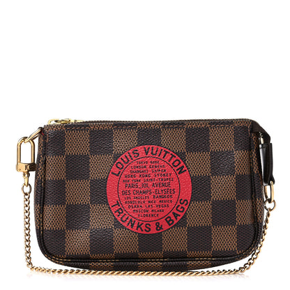 Louis Vuitton Damier Ebene Complice Trunks and Bags Mini Pochette Accessories Red 1 of 9