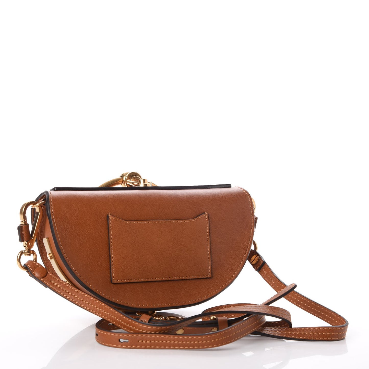 Calfskin Small Nile Bracelet Minaudiere Bag Caramel