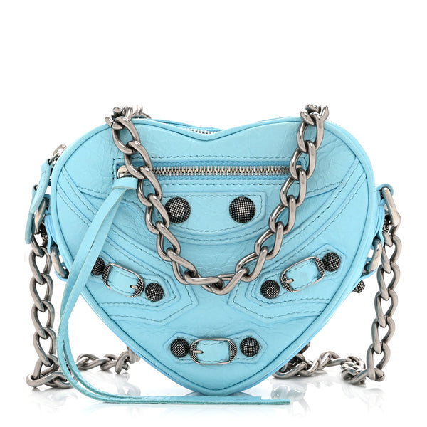 Balenciaga Agneau Arena Mini Le Cagole Heart Bag Blue 1866292