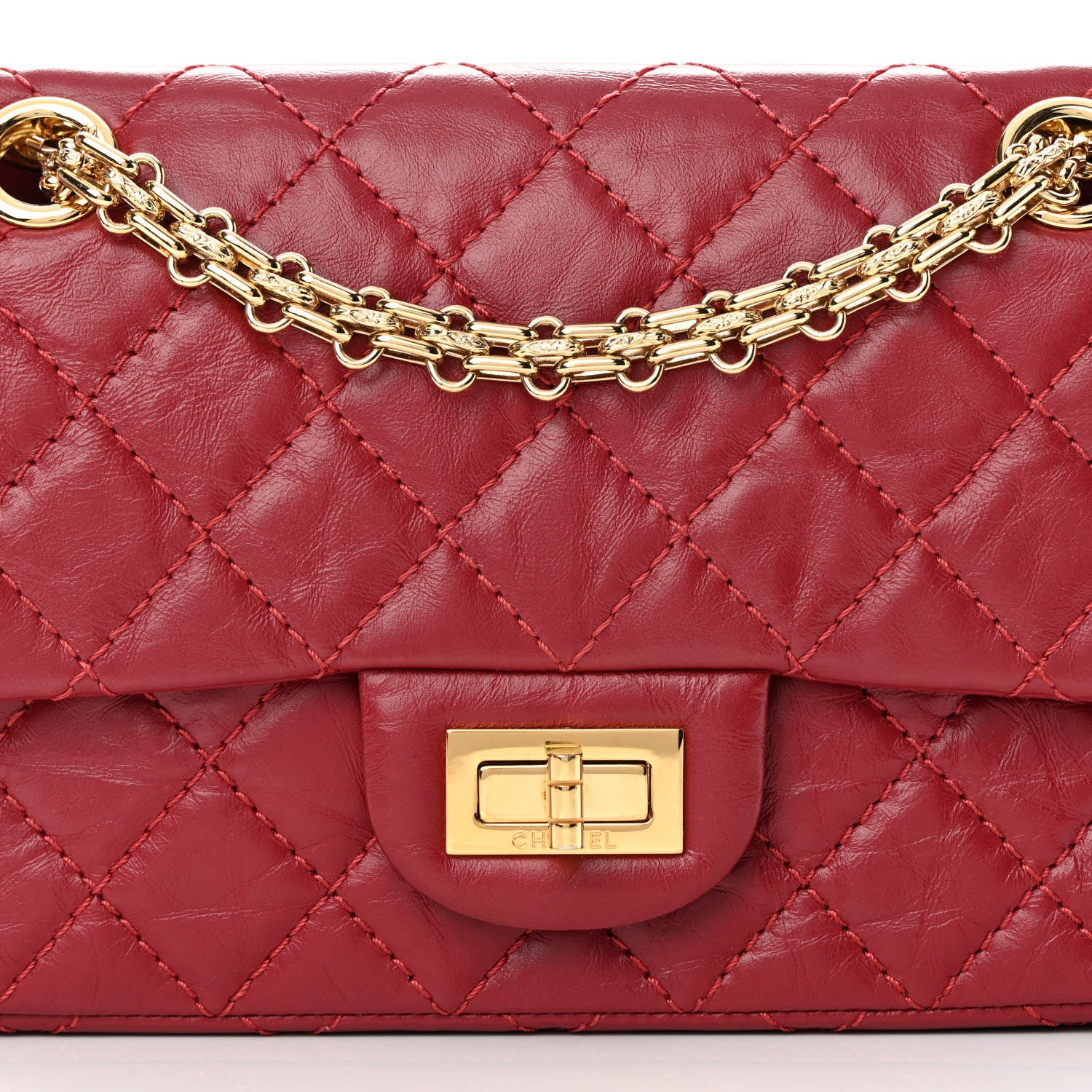 Chanel Aged Calfskin Quilted 2.55 Reissue Mini Flap Red 8 of 10