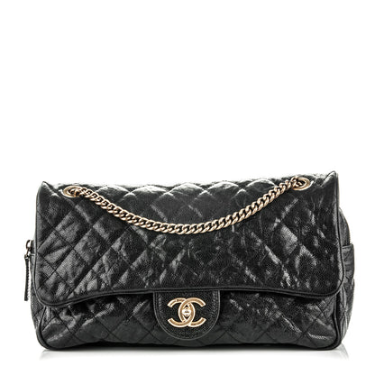 Chanel Crumpled Grained Calfskin Quilted Large Shiva Flap Black 1 of 8
