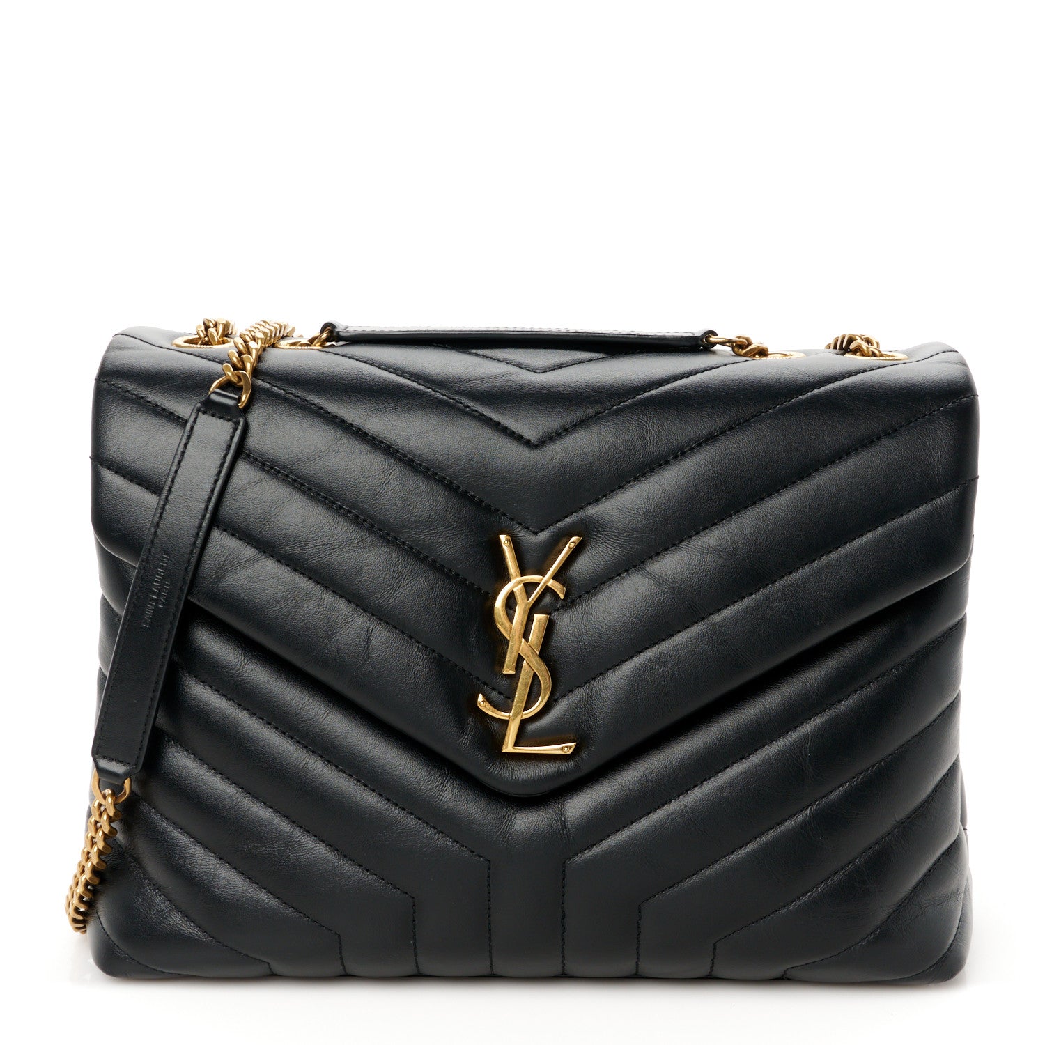 Saint Laurent Calfskin Y Quilted Monogram Medium Loulou Chain Satchel Black 1 of 11