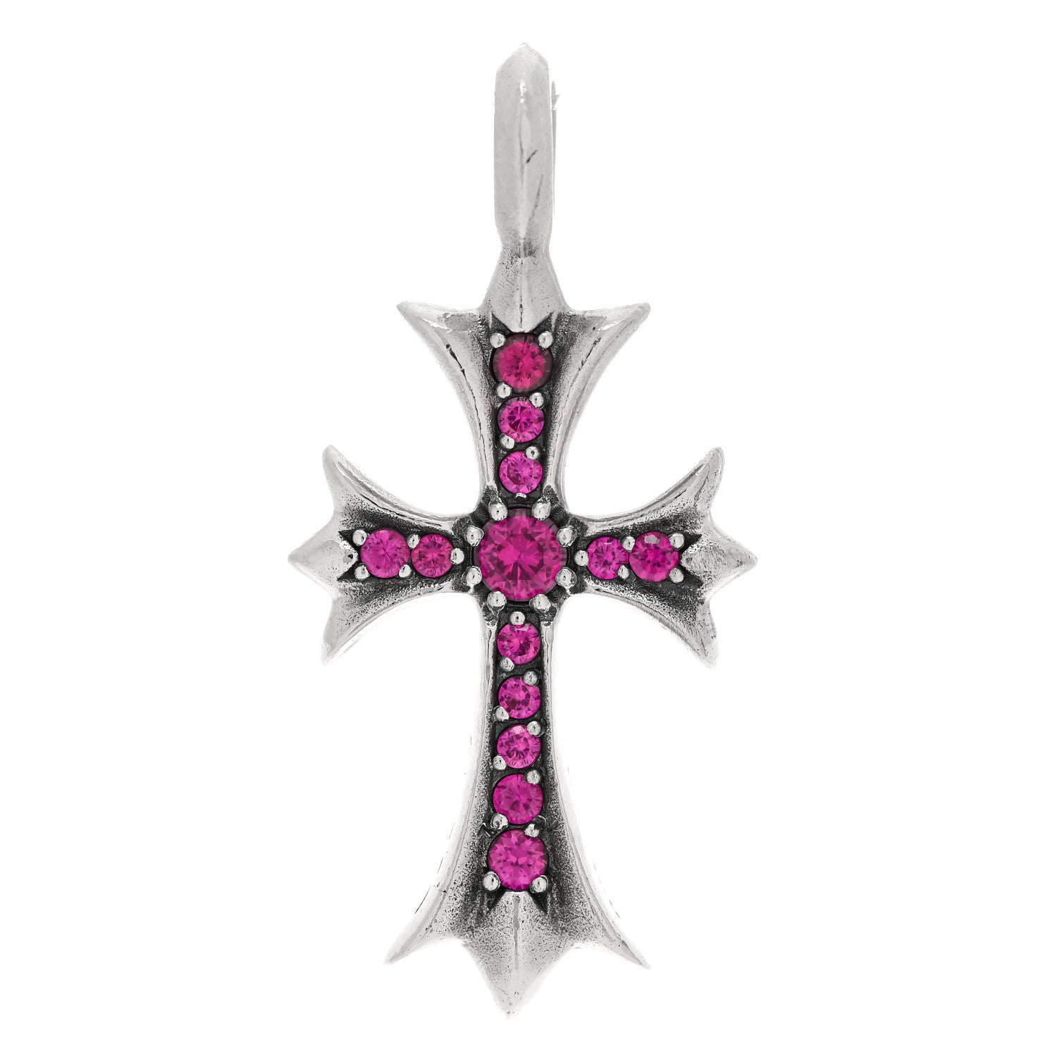 Chrome Hearts Sterling Silver Ruby Cross Pendant 1680913