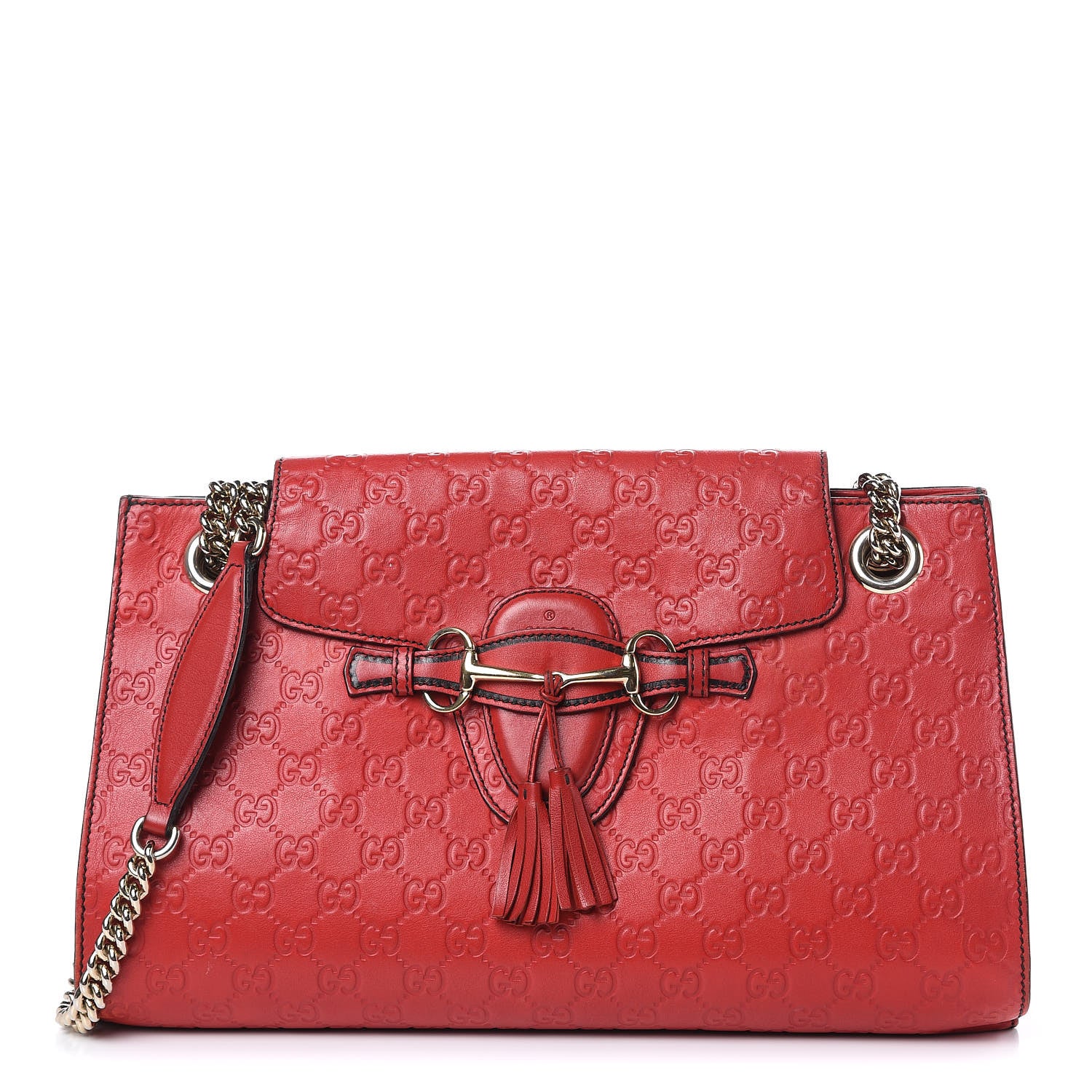 Gucci Guccissima Large Emily Chain Shoulder Bag Red 1 of 20