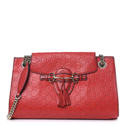 Gucci Guccissima Large Emily Chain Shoulder Bag Red 1 of 20