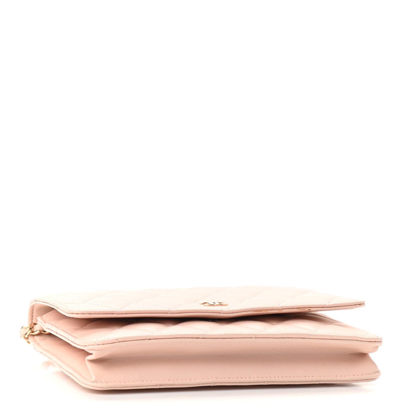 Lambskin Quilted Wallet On Chain WOC Light Pink