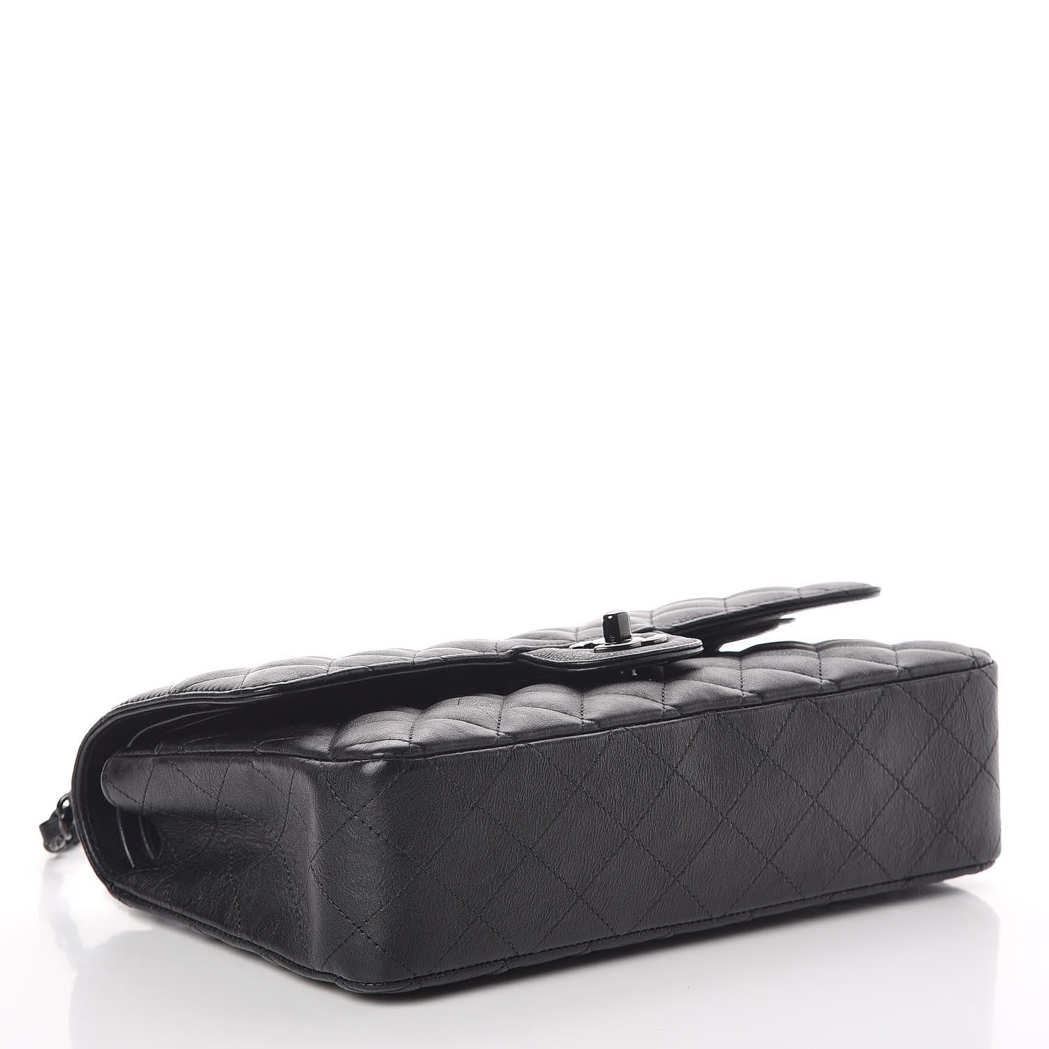Chanel Crumpled Calfskin Quilted Medium Double Flap So Black 4 of 12