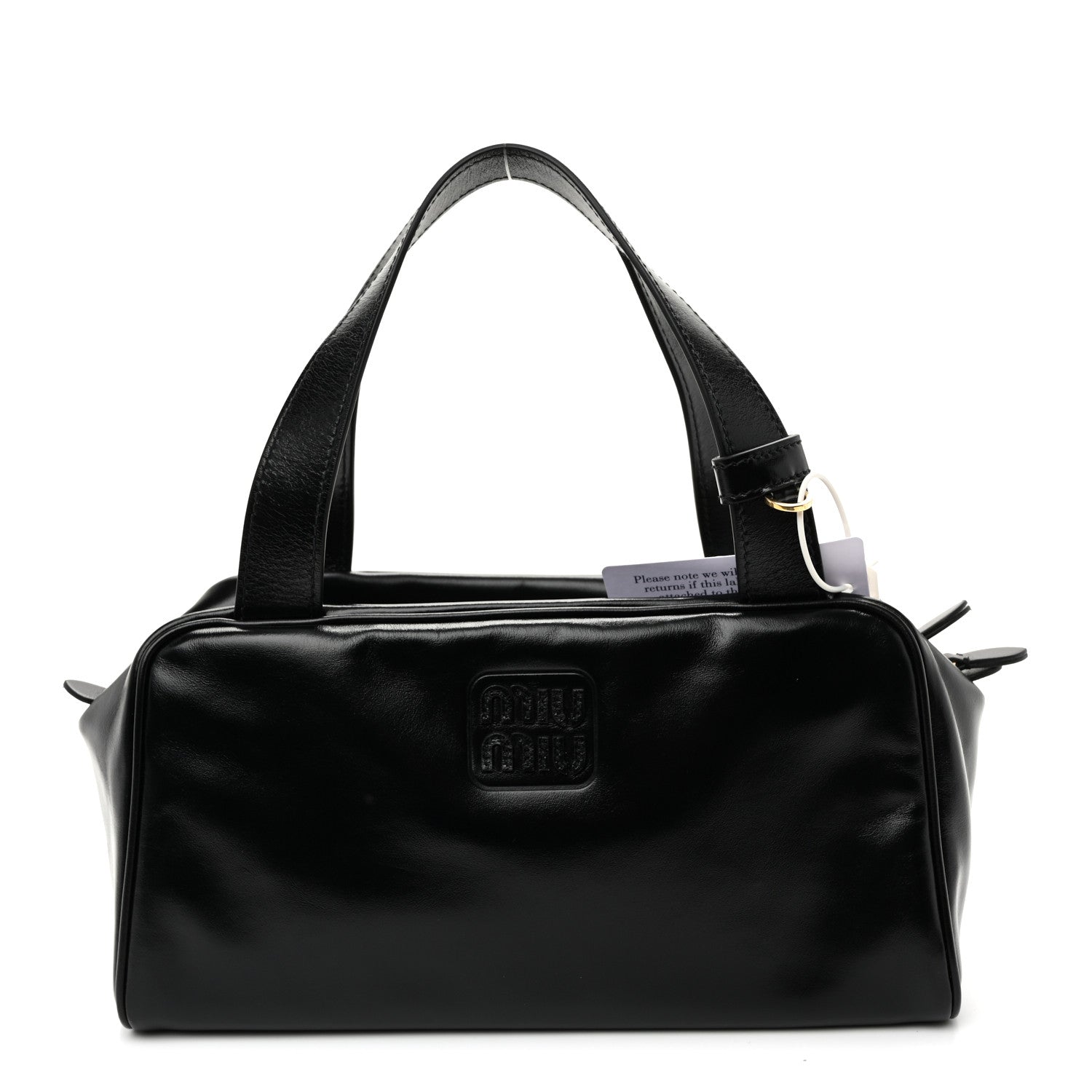 Miu Miu Vitello Lux Bauletto Top Handle Bag Black 2 of 17
