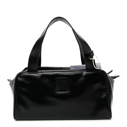 Miu Miu Vitello Lux Bauletto Top Handle Bag Black 2 of 17