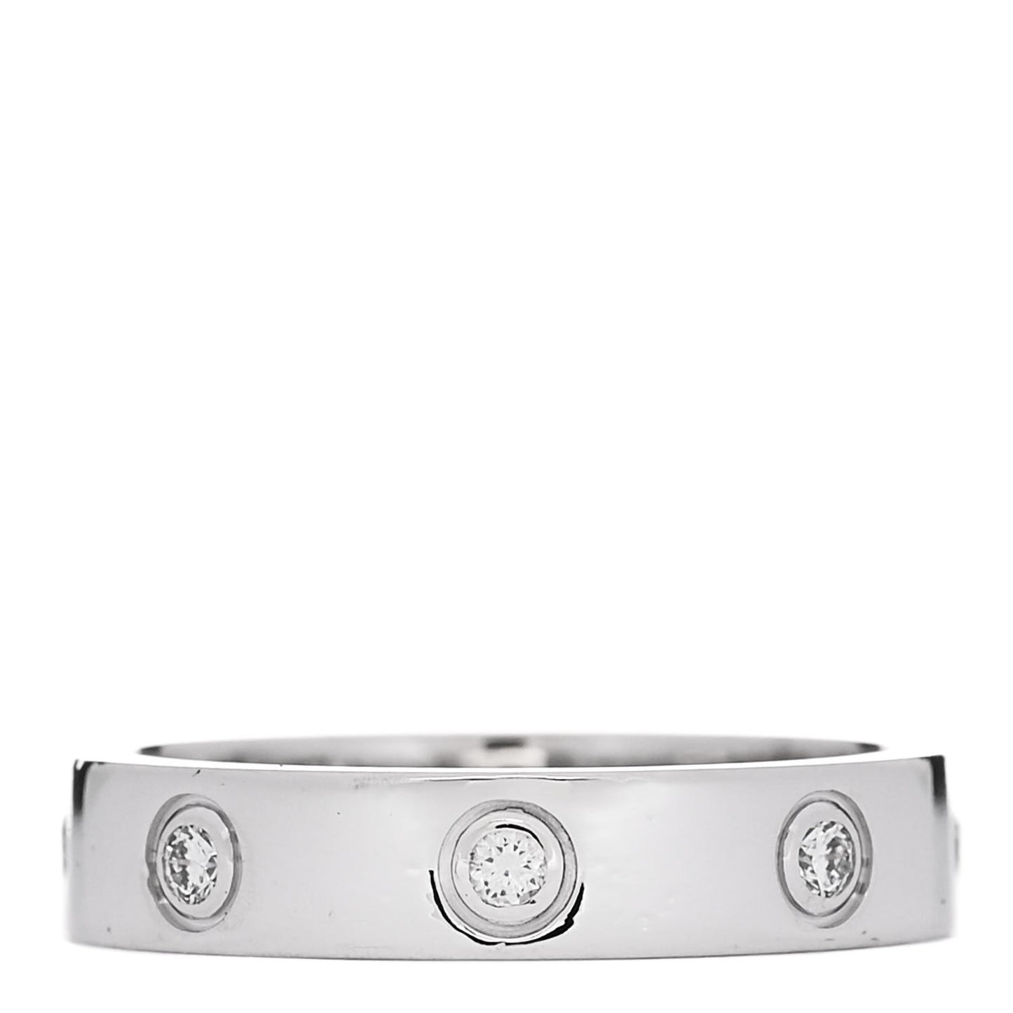 18K White Gold 8 Diamond 4mm Wedding Band LOVE Ring 51 5.75