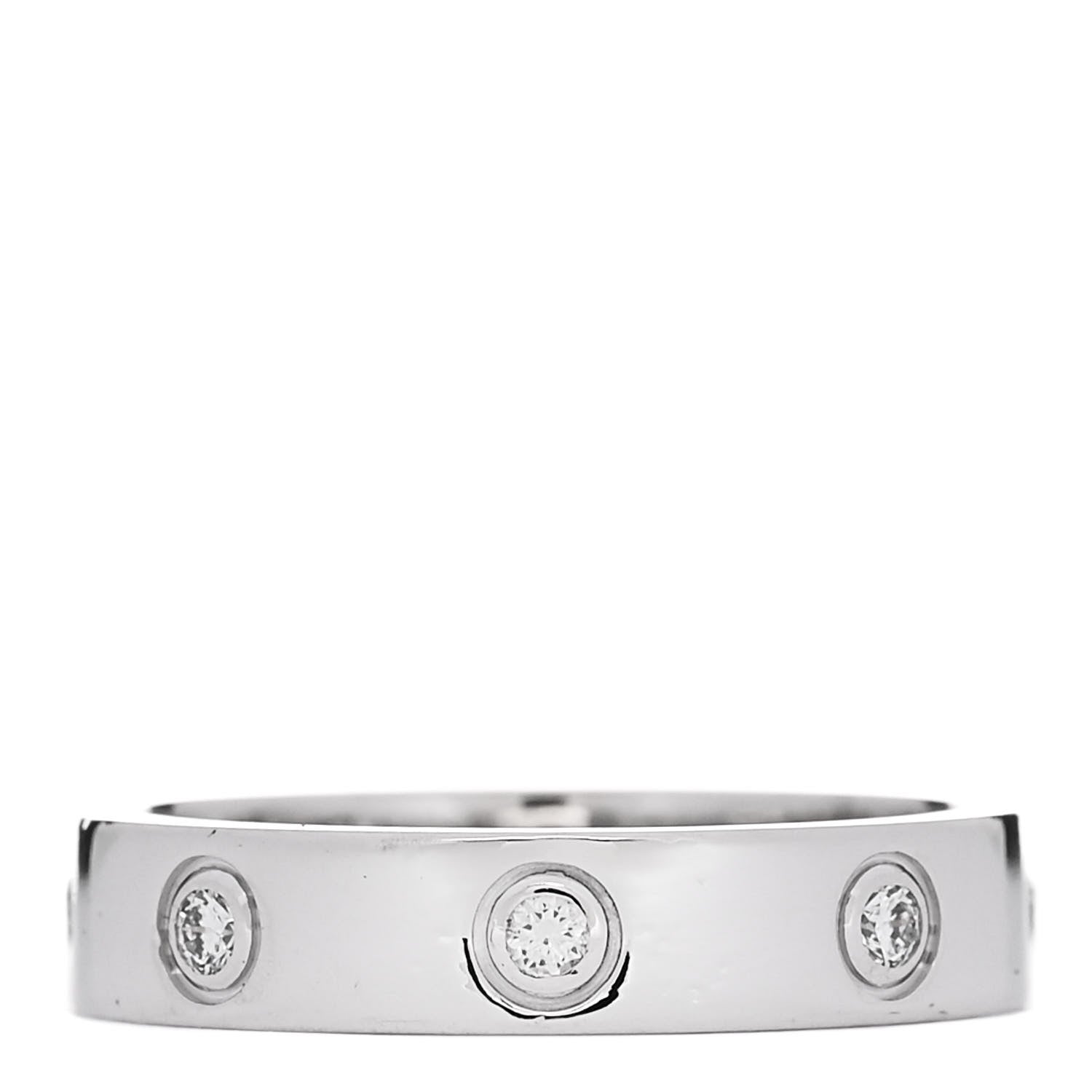 Cartier 18K White Gold 8 Diamond 4mm Wedding Band LOVE Ring 51 5.75 1 of 5