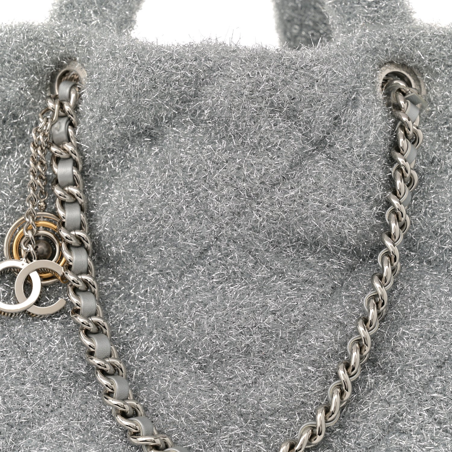 Chanel Knit Metallic Lambskin Large Shopping Tote Silver 7 of 9