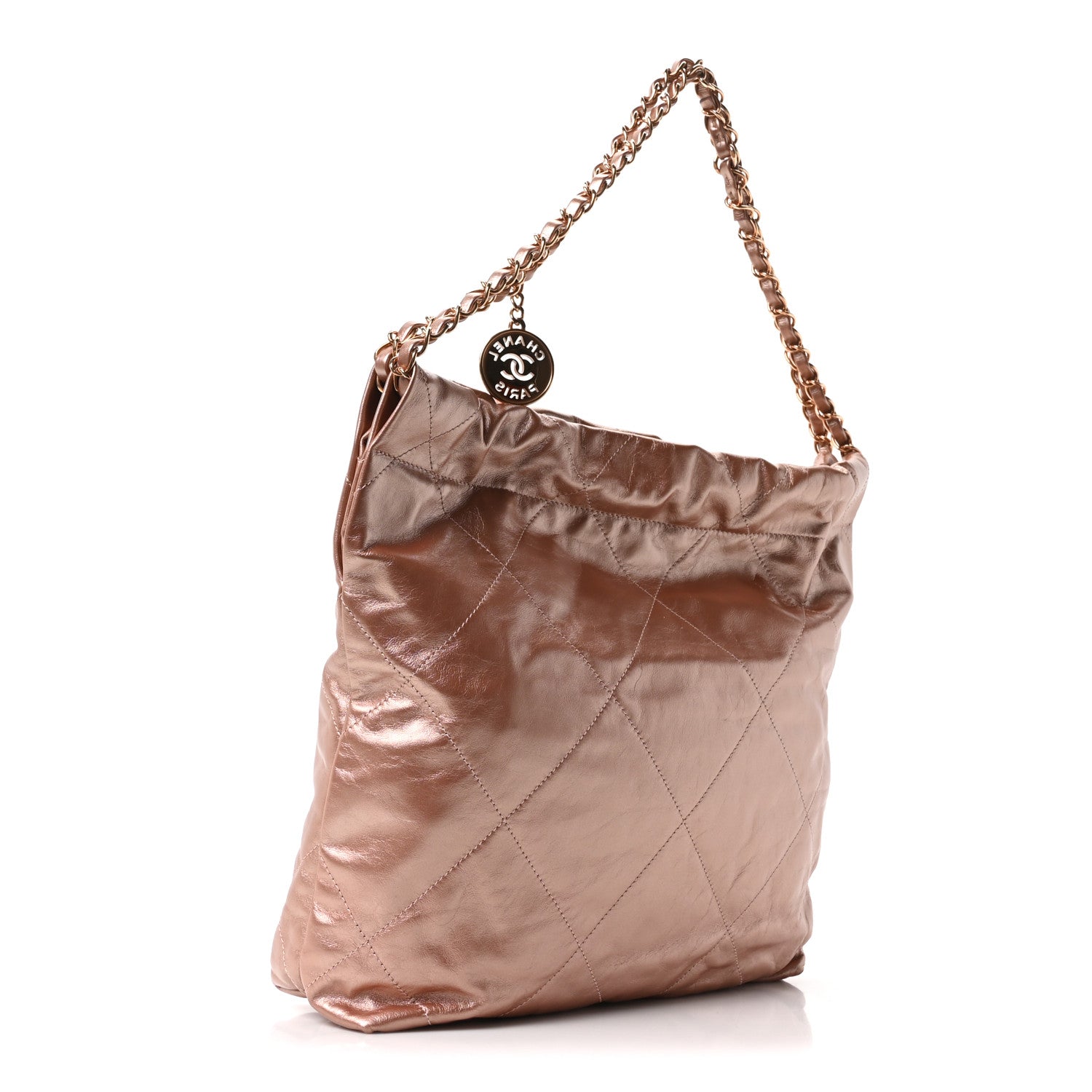 Chanel Metallic Calfskin Quilted Small Chanel 22 Pink 4 of 11