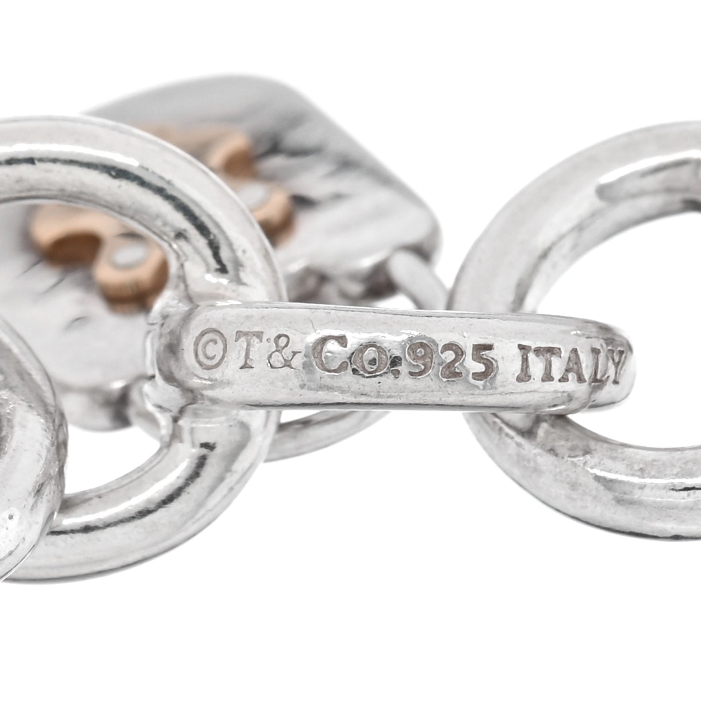 Sterling Silver 18K Rose Gold 3 Lock Charm Bracelet