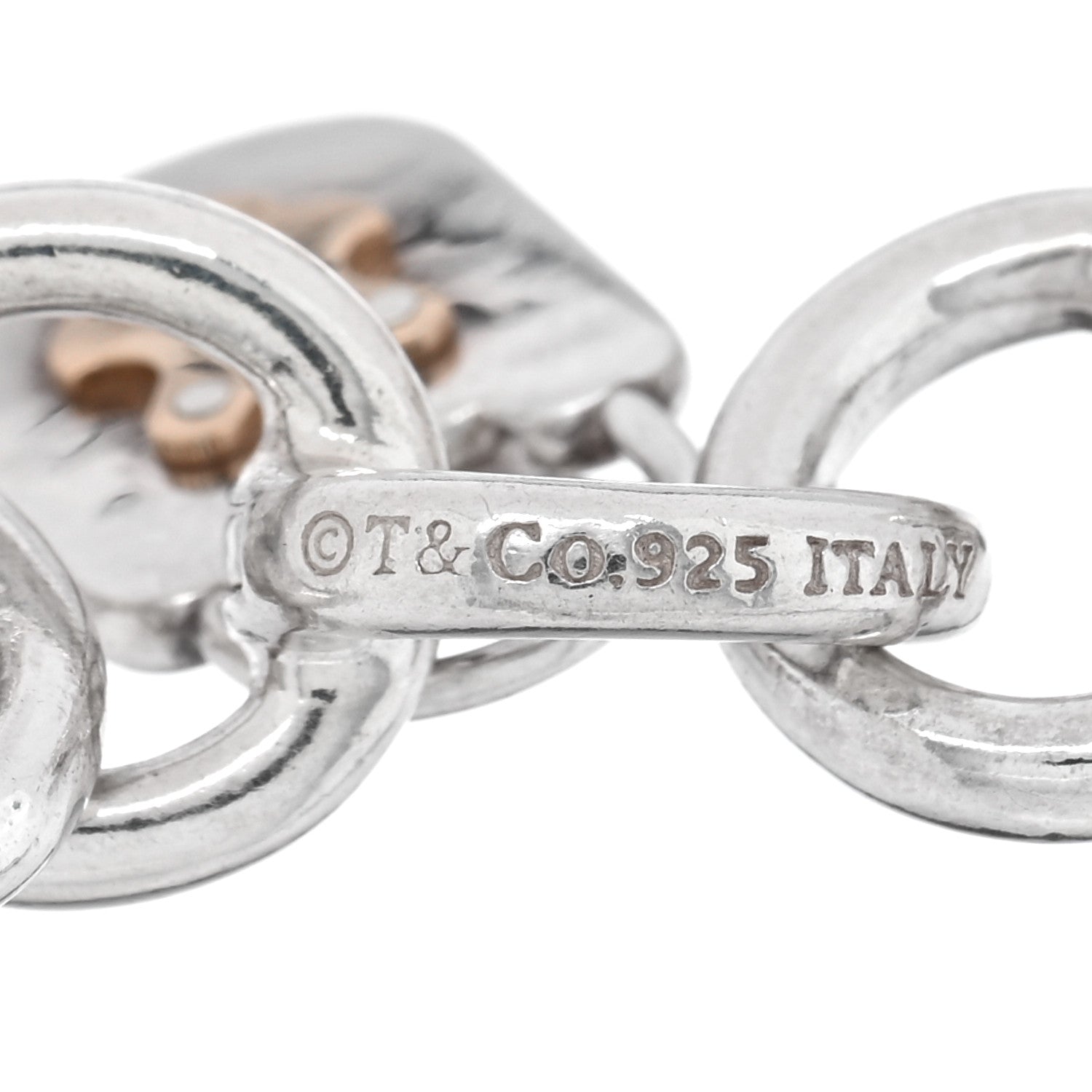 Tiffany Sterling Silver 18K Rose Gold 3 Lock Charm Bracelet 3 of 3