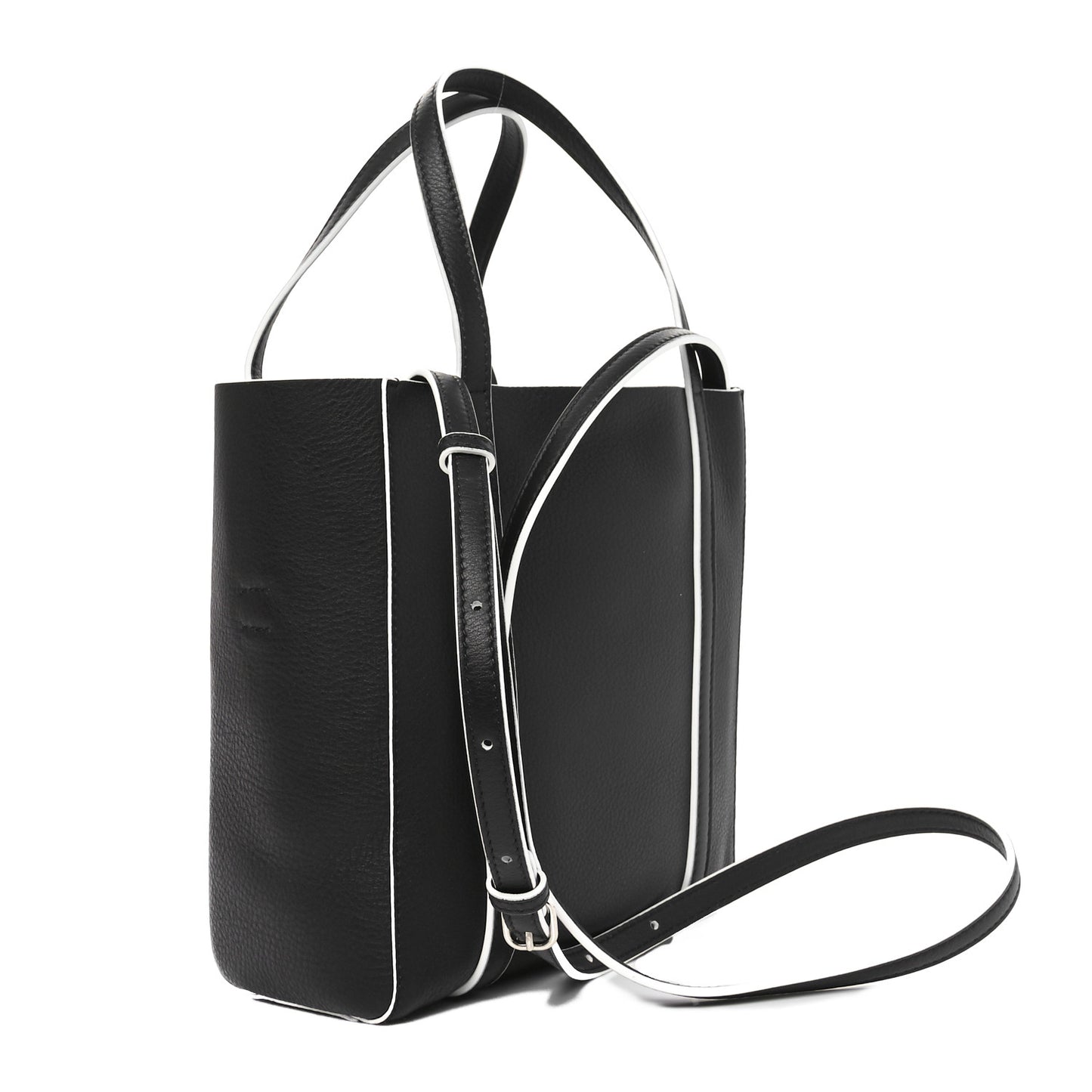 Smooth Calfskin Logo Double Sided XXS Everyday Tote Black White