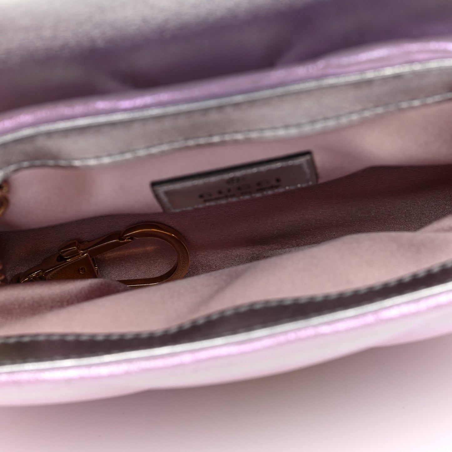 Iridescent Nappa Chevron Matelasse Super Mini GG Marmont Shoulder Bag Iridescent Escape Pink