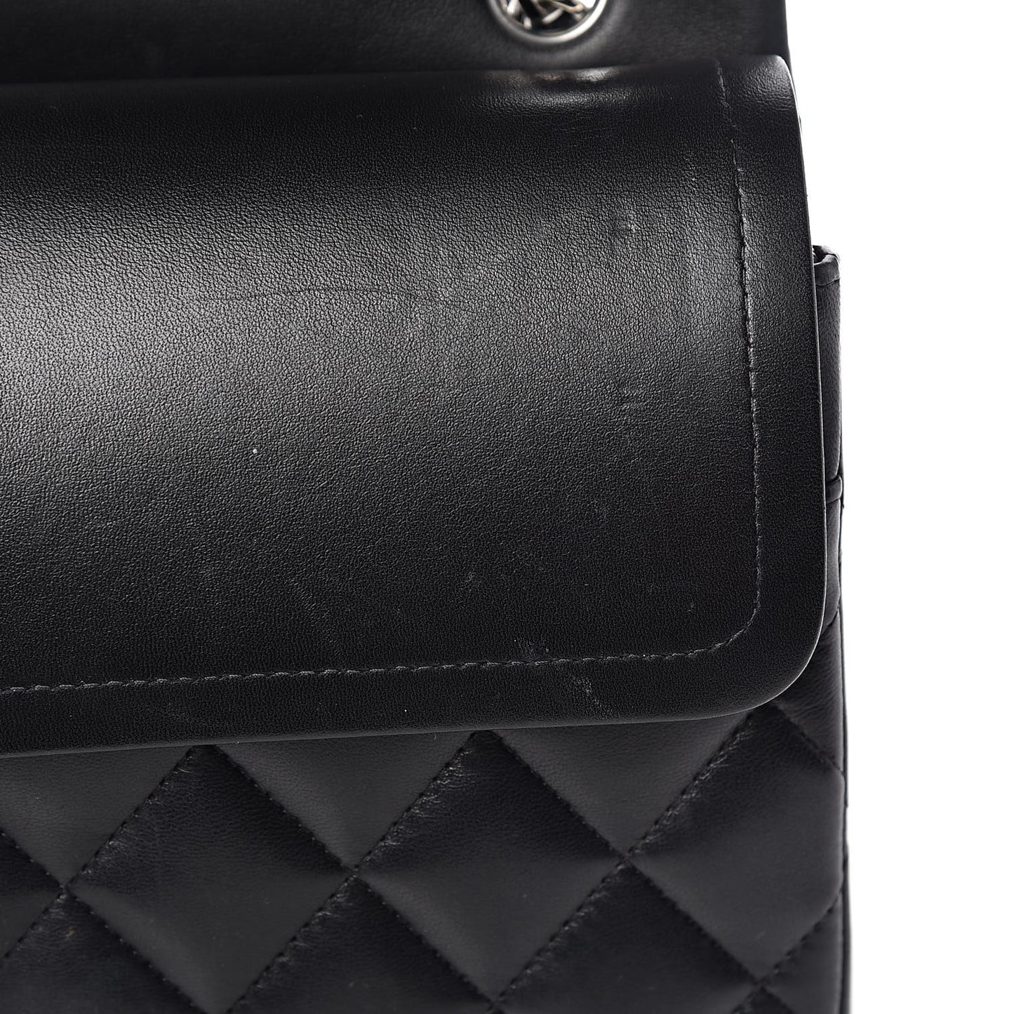 Lambskin Quilted Jumbo Double Flap Black