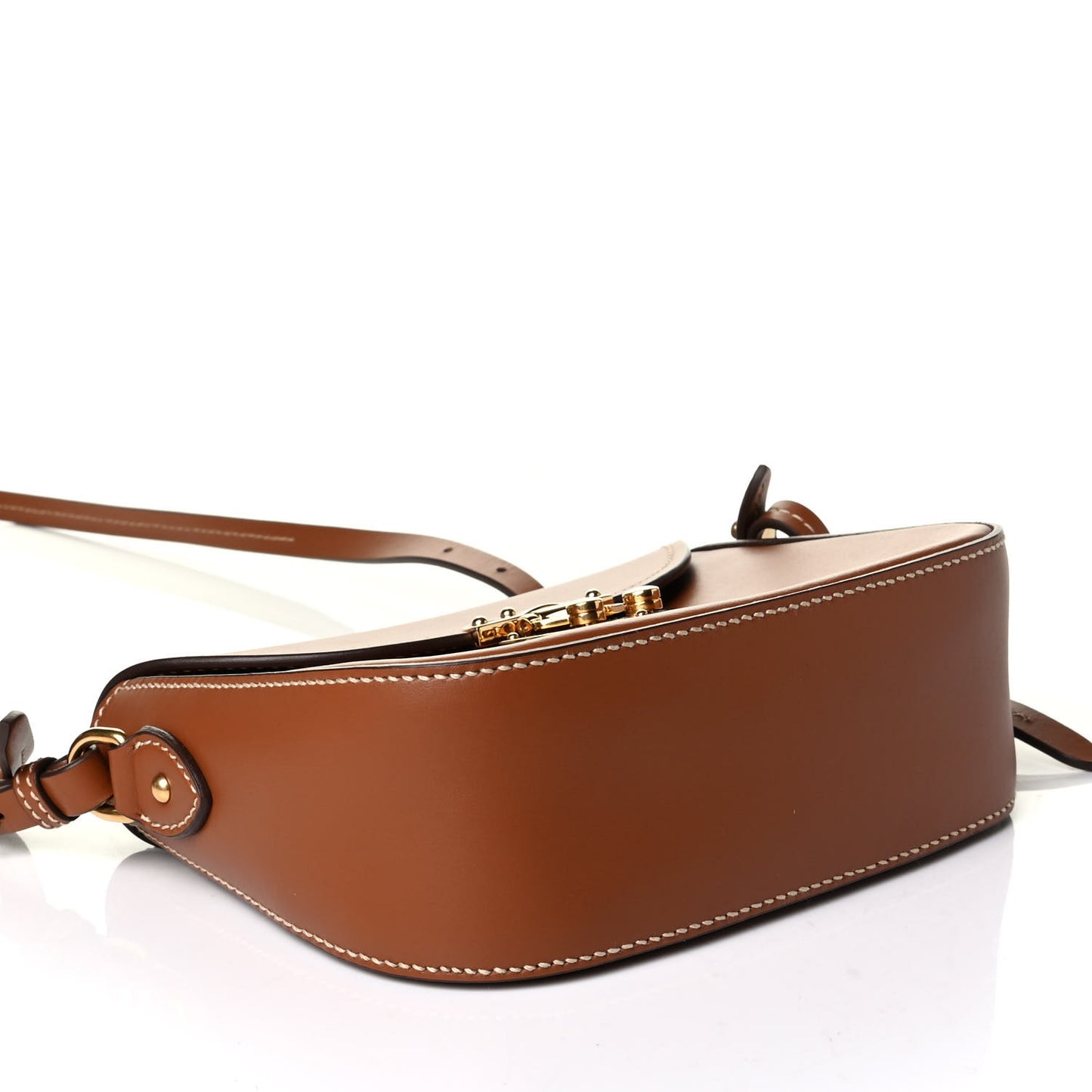City Calf Snap Lock Shoulder Bag Cognac