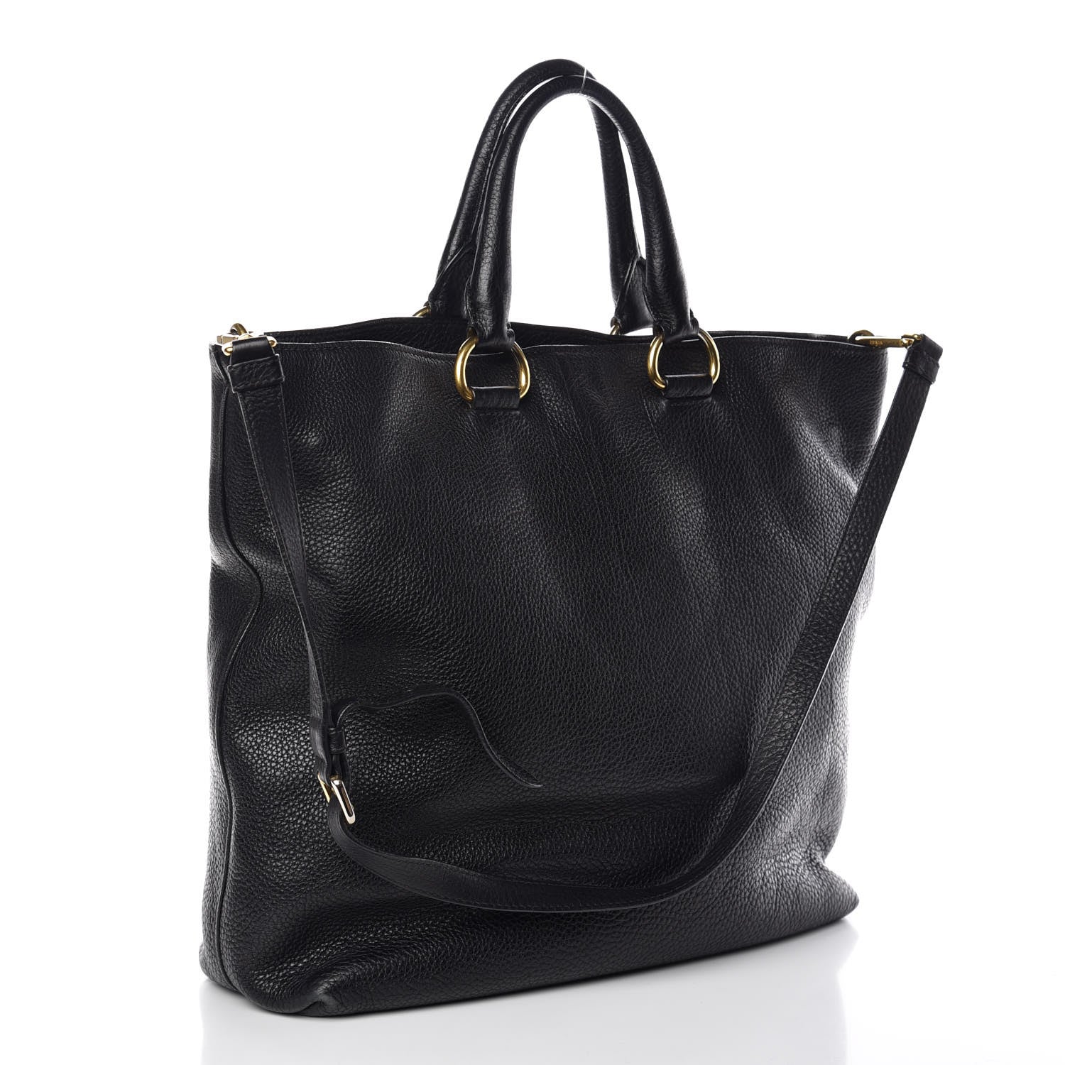 Prada Vitello Daino Tote Black 4 of 12