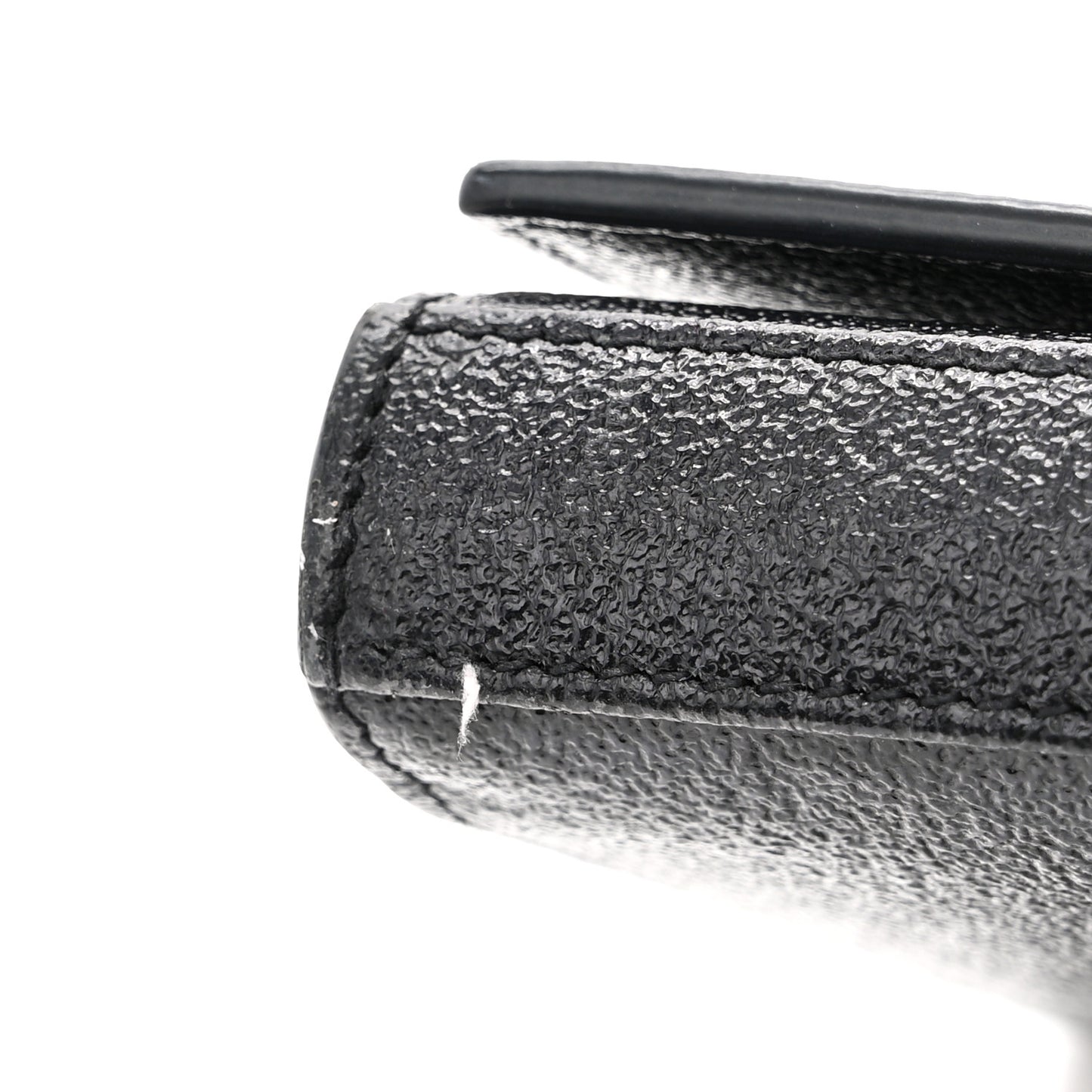 Grained Metallic Calfskin Monogram Chain Wallet Black