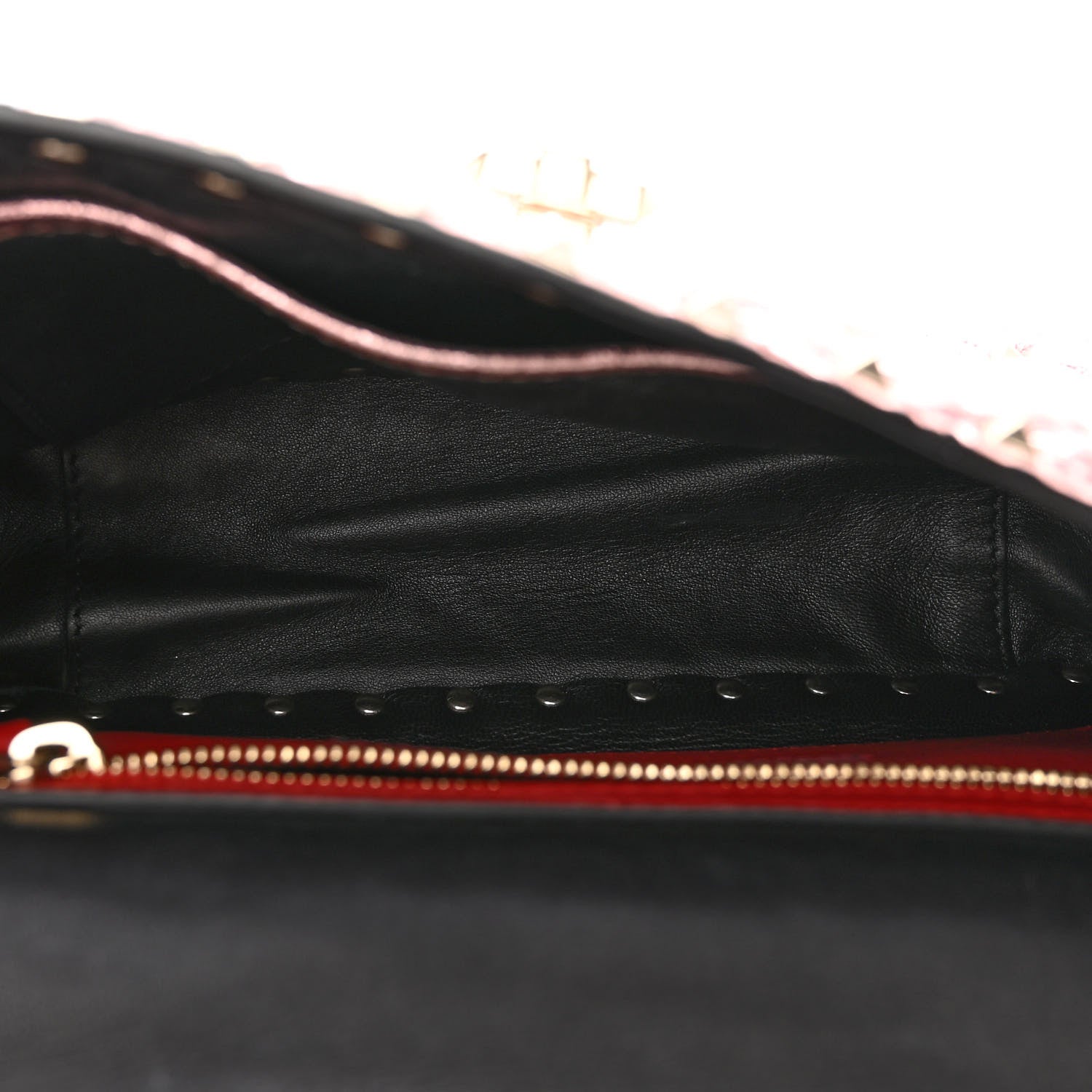 Valentino Garavani Metallic Wrinkled Lambskin Medium Rockstud Spike Shoulder Bag Lipstick 5 of 11