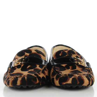 Louis Vuitton Pony Hair Leopard Lombok Mocassin Loafers 38.5 Black 2 of 9