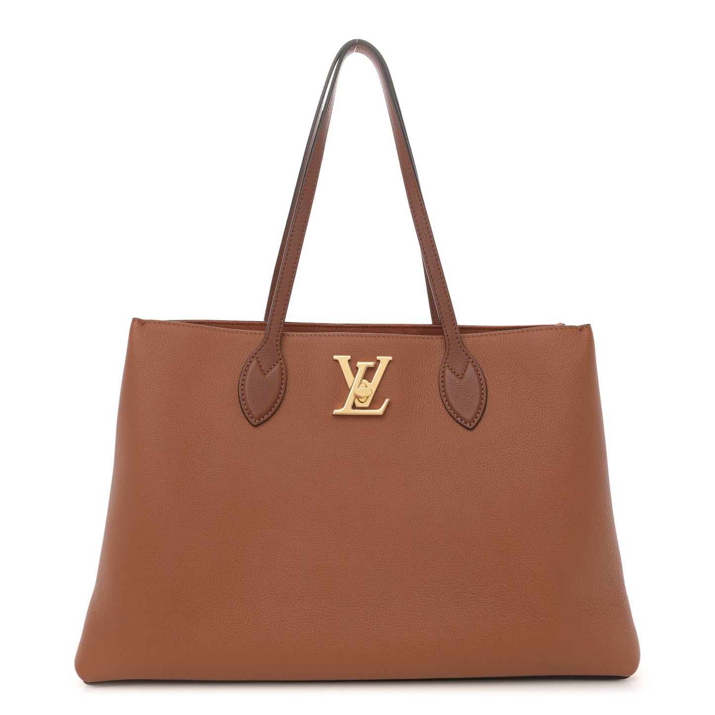 Grained Calfskin Lockme Shopper Chataigne