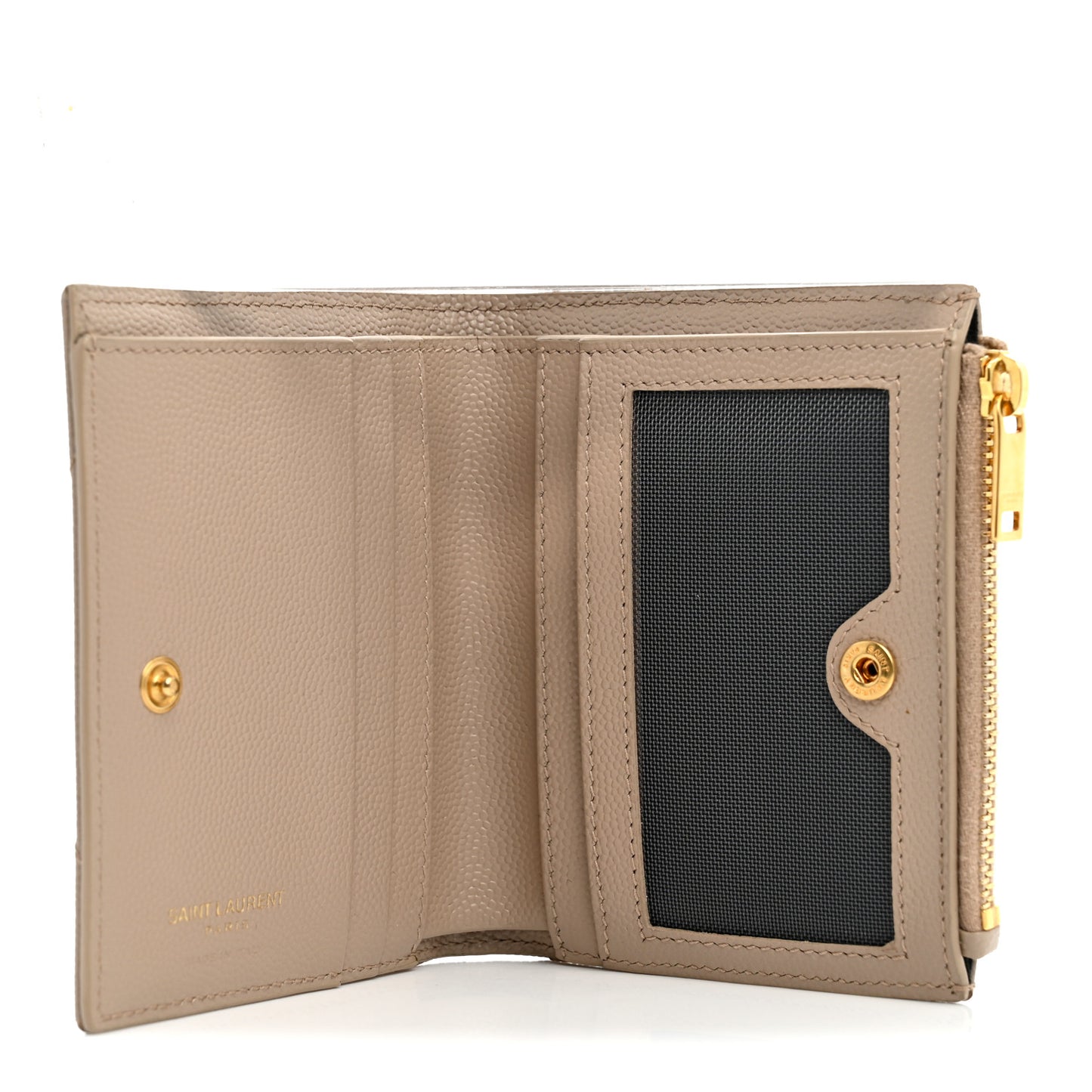 Grain De Poudre Matelasse Chevron Monogram Zipped Card Case Dark Beige