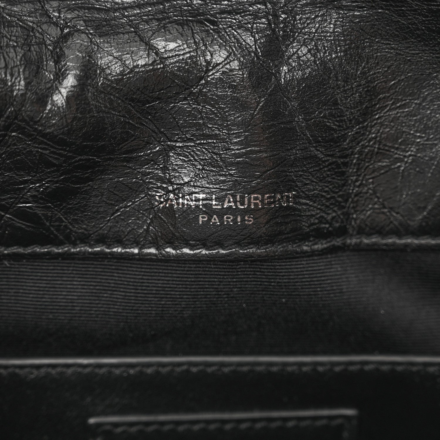 Saint Laurent Crinkled Calfskin Matelasse Monogram Baby Niki Chain Satchel Black 7 of 10