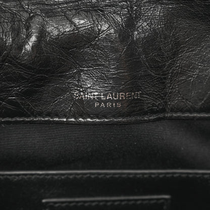 Saint Laurent Crinkled Calfskin Matelasse Monogram Baby Niki Chain Satchel Black 7 of 10