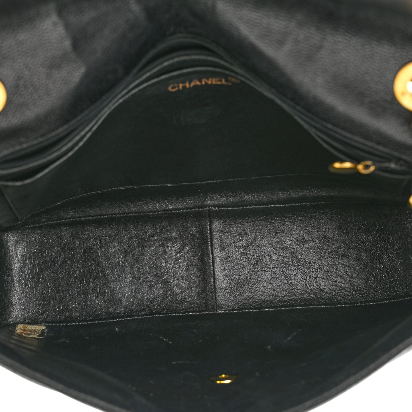 Caviar Chevron Quilted Jumbo Single Flap Black