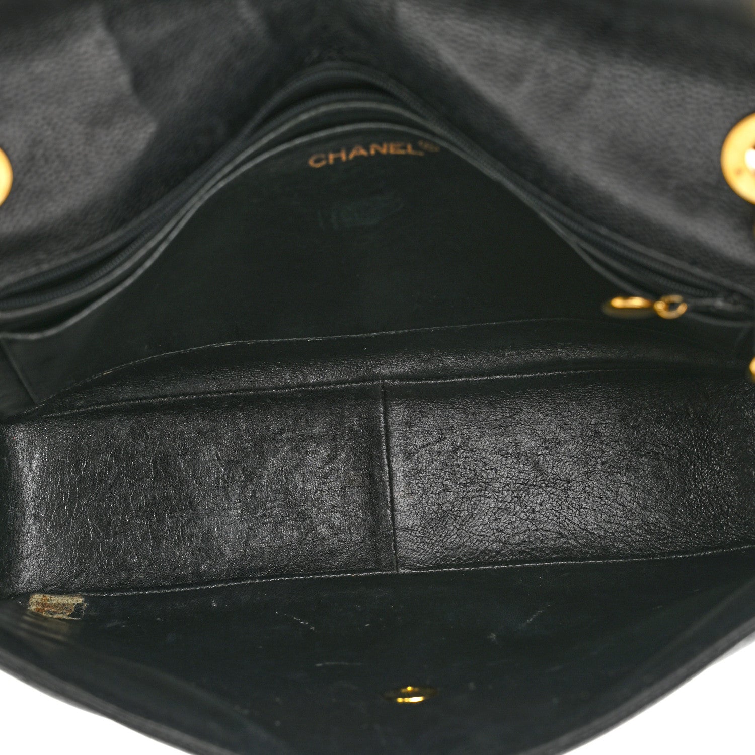 Chanel Caviar Chevron Quilted Jumbo Single Flap Black 5 of 11