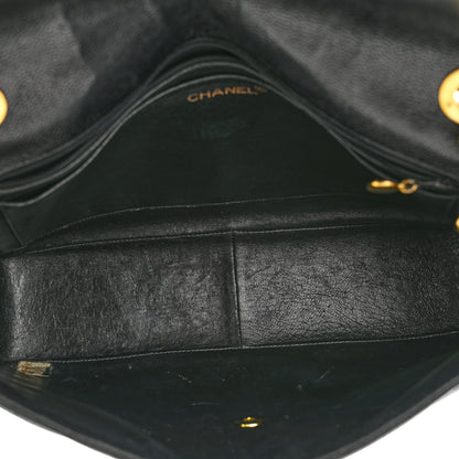 Chanel Caviar Chevron Quilted Jumbo Single Flap Black 5 of 11