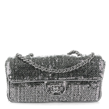 Chanel Sequin East West Flap Dark Silver 1 of 9