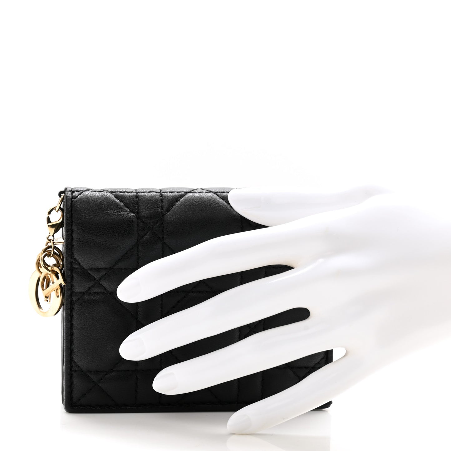 Lambskin Cannage Mini Lady Dior Wallet Black
