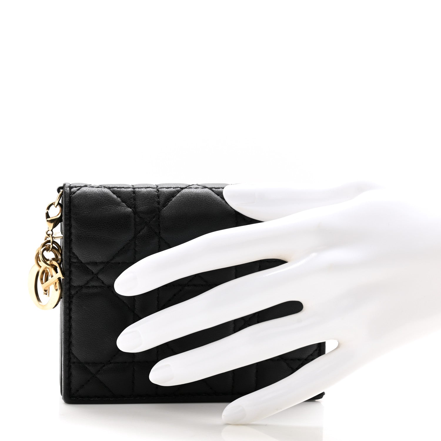 Christian Dior Lambskin Cannage Mini Lady Dior Wallet Black 2 of 9