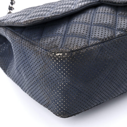 Chanel Lambskin Perforated Jumbo Single Flap Blue 12 of 15