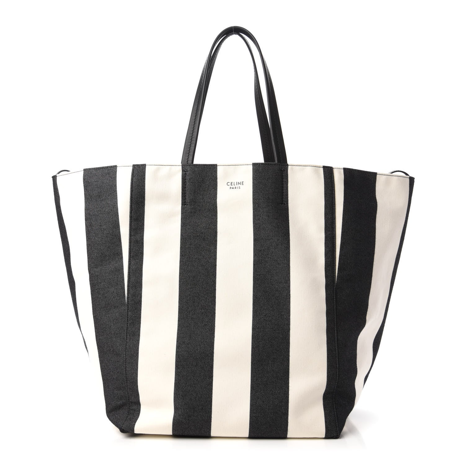 Celine Canvas Striped Large Phantom Cabas Black White 1 of 10