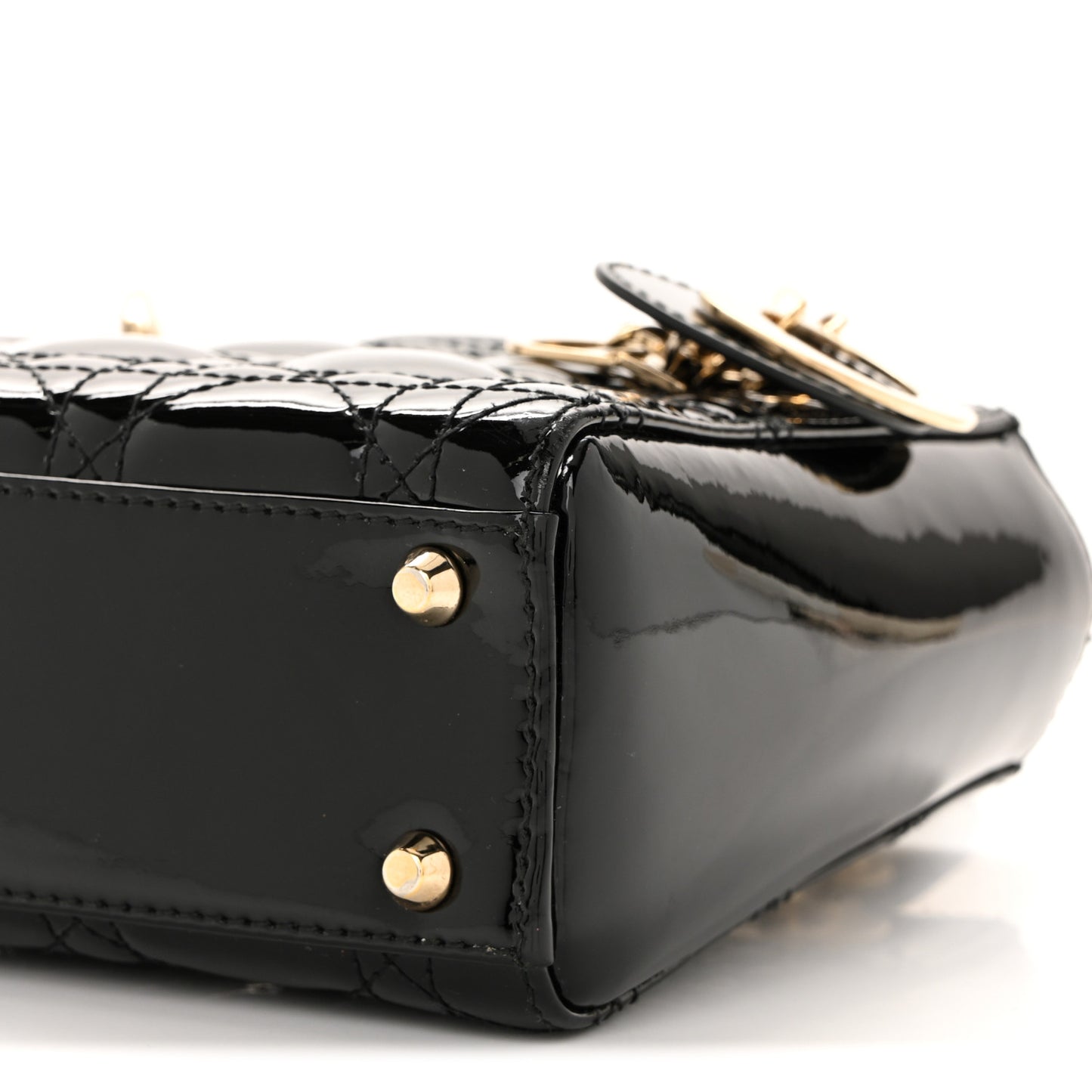 Patent Cannage Mini Lady Dior Black