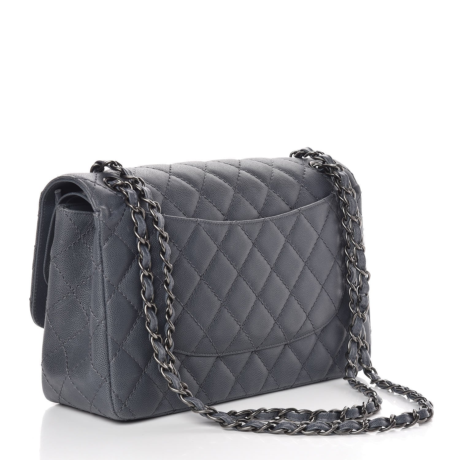 Chanel Caviar Quilted Jumbo Double Flap Dark Grey 3 of 10