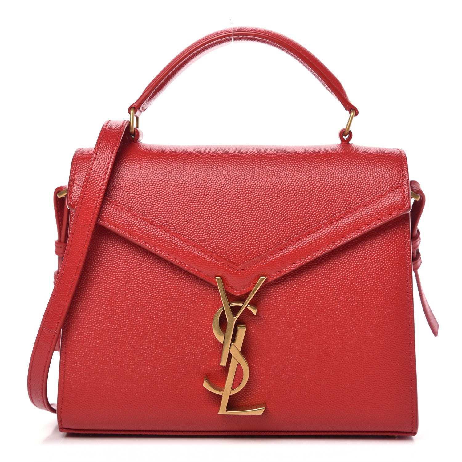 Saint Laurent Grain de Poudre Mini Classic Monogram Cassandra Top Handle Red 1 of 8