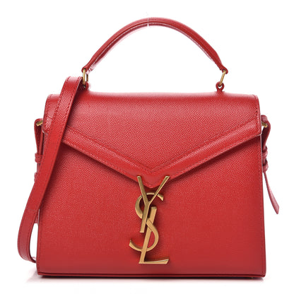 Saint Laurent Grain de Poudre Mini Classic Monogram Cassandra Top Handle Red 1 of 8