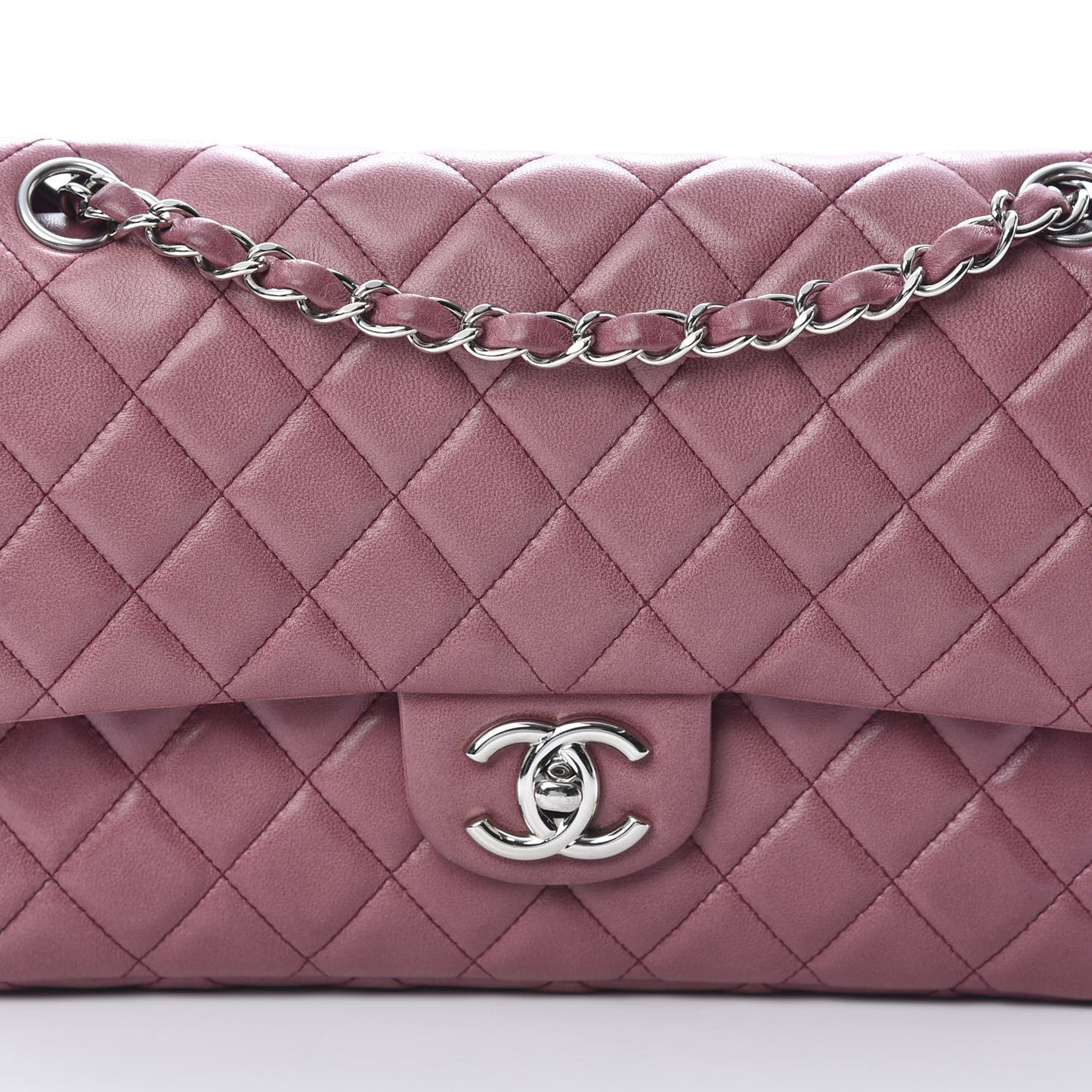 Lambskin Quilted Medium Double Flap Pink