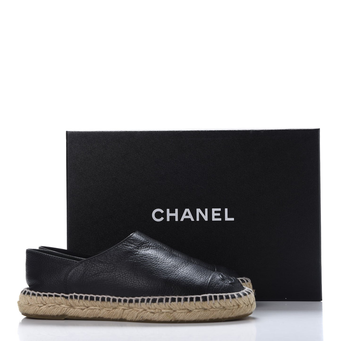Grained Calfskin CC Espadrilles 37 Black