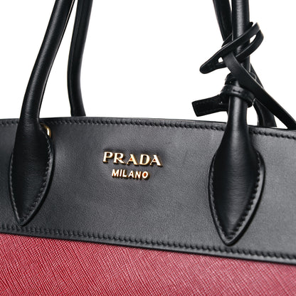 Prada Saffiano City Calfskin Small Esplanade Tote Fuoco Black 11 of 13