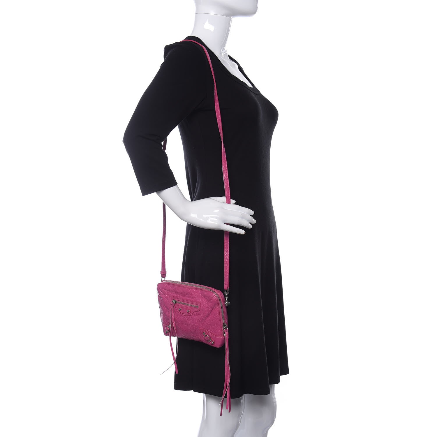 Balenciaga Agneau Arena Classic Silver Hardware XS Reporter Crossbody Rose Flamingo 2 of 9