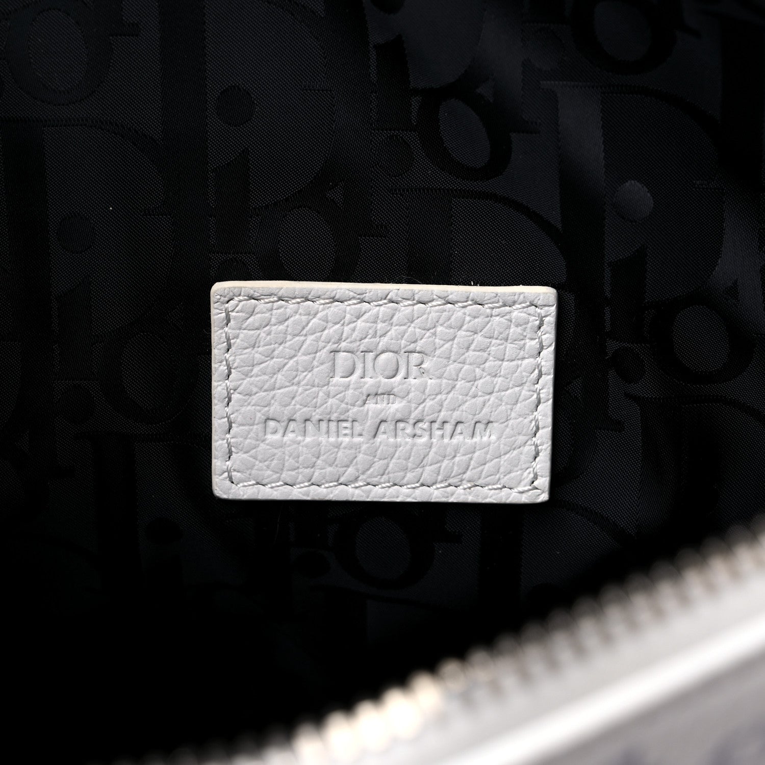 Christian Dior X DANIEL ARSHAM Grained Calfskin Newspaper Print Saddle Bag White 6 of 8