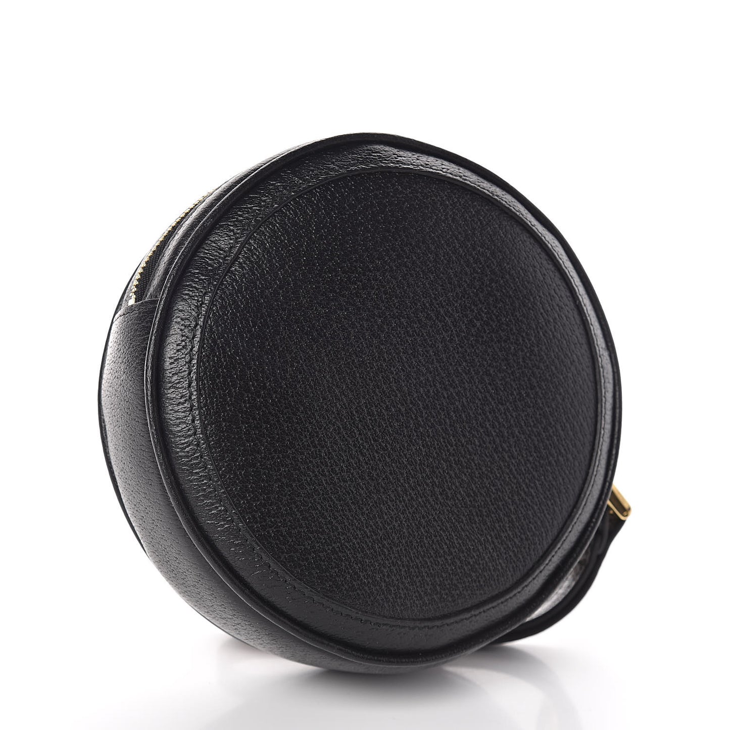 Textured Calfskin Web Ophidia Round Wrist Wallet Black