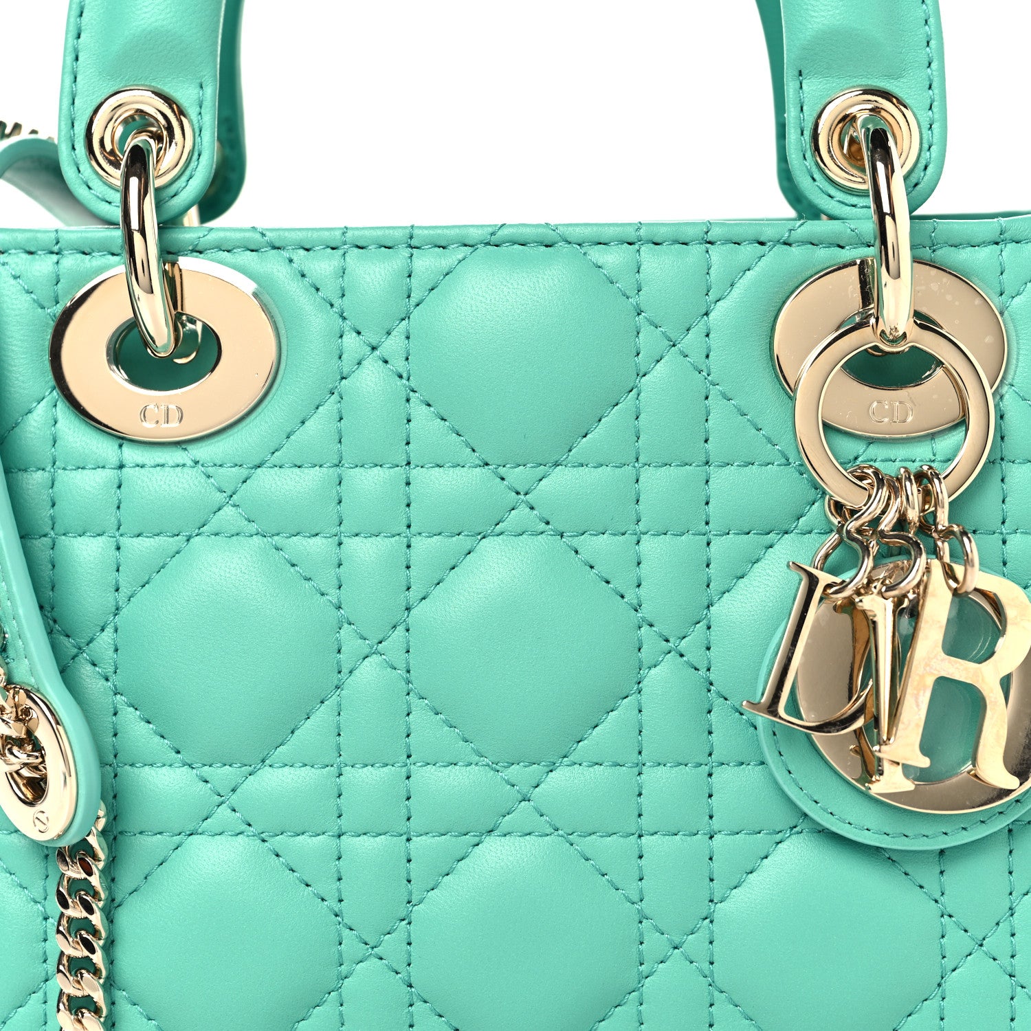 Christian Dior Lambskin Cannage Mini Lady Dior Aquamarina 8 of 10
